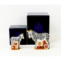 Two Royal Crown Derby paperweights, modelled as a Zebra, 16cm high, together with a baby Zebra, 13cm... 