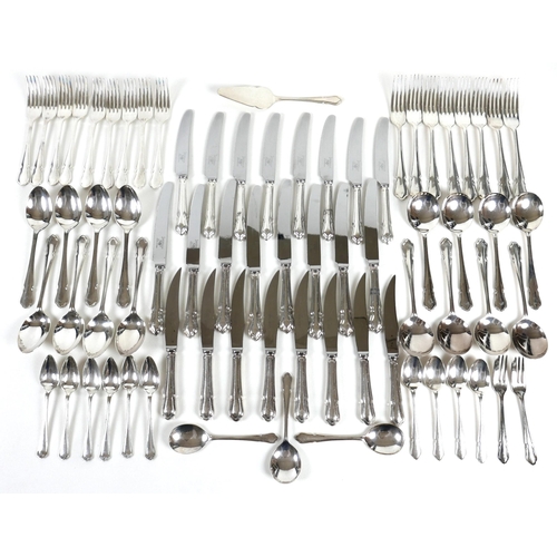 78 - A suite of silver plated cutlery, Dubarry pattern, approximately 8 place settings, including knives,... 