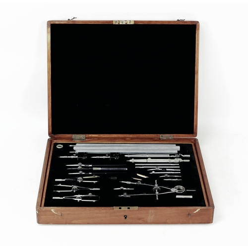 79 - A 1960s cased Riefler draughtsman set, with some pieces made by other manufacturers, with fitted woo... 