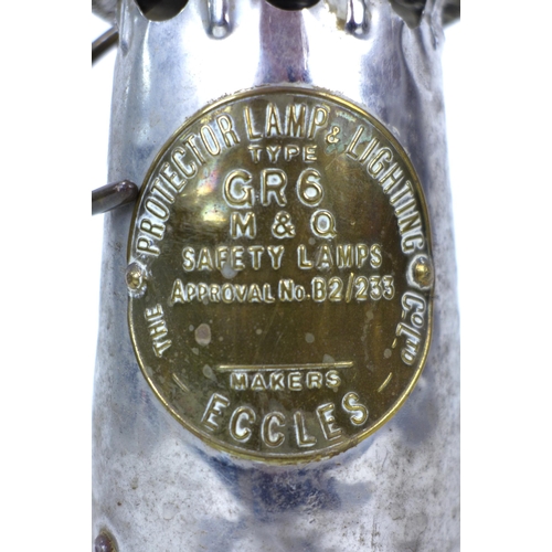 82 - An early 20th century Protector Lamp & Lighting Co. Ltd. safety lamp, GR6, with brass and white meta... 