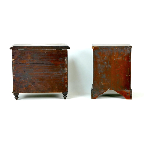 86 - Two early 20th century miniature mahogany chest of drawers, comprising a two over two chest, 26 by 2... 