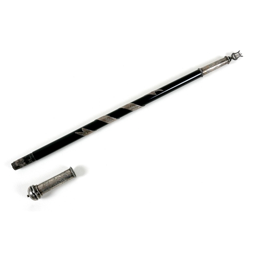 87 - A mid 19th century silver mounted ebony conductor's presentation baton, engraved to a spiralling wra... 