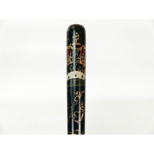 89 - A Victorian police truncheon, with hand painted decoration of the royal crown and 