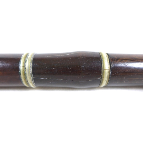 92 - An early 20th century rosewood and silver plated piccolo, 28cm long.