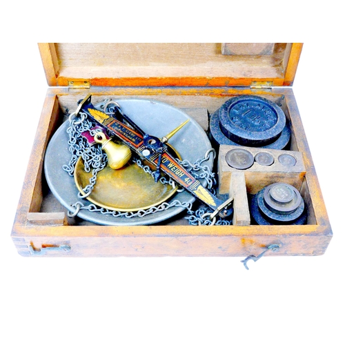 97 - A collection of assorted metal wares and collectables, including a cased set of Avery Bread scales, ... 