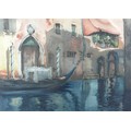 After Louis Waughley (?) (20th century): a Venetian canal scene, mezzotint, signed in pencil to lowe... 