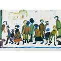 After Laurence Stephen Lowry (British, 1887-1976): 'People Standing About', a reproduction print in ... 