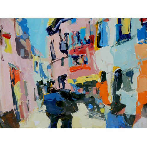 100 - Michael Morris (Irish, b. 1979): 'Summer Street', acrylic on board, signed lower left, 44 by 59cm, f... 