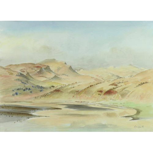 45 - Roland Vivian Pitchforth (British 1895-1982): 'Llangorse Lake', watercolour, signed lower right corn... 