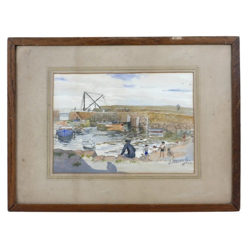 38 - C. Morris (British, 20th century): a harbour scene, signed and dated '43 lower right, watercolour, 2... 