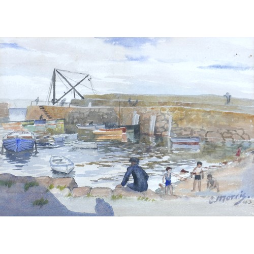 38 - C. Morris (British, 20th century): a harbour scene, signed and dated '43 lower right, watercolour, 2... 