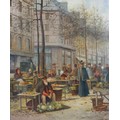 William Raymond Dommersen (British, 1859-1927): 'The Place des Halles, Paris', a Parisian street sce... 