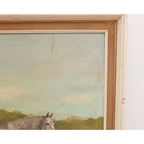 74 - Alison Guest (British, 20th Century): Equine portrait, signed lower right, oil on board, 49.5 by 74c... 