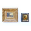 Continental School (19th century): Two small oil on board paintings, comprising a small painting of ... 