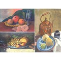A group of three still life paintings, comprising K. M. Clasessen (1856-1928): a still life of fruit... 