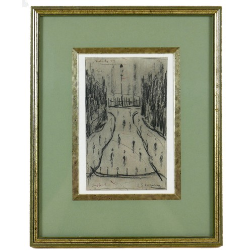 9 - Manner of L. S. Lowry (British, 1887-1976): 'Salford', a pencil sketch depicting a street scene with... 