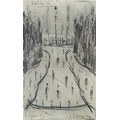 Manner of L. S. Lowry (British, 1887-1976): 'Salford', a pencil sketch depicting a street scene with... 