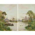Stuart Lloyd RBA (British, 1845-1959): 'Gloucester' and 'Chichester', a pair of landscape views, eac... 