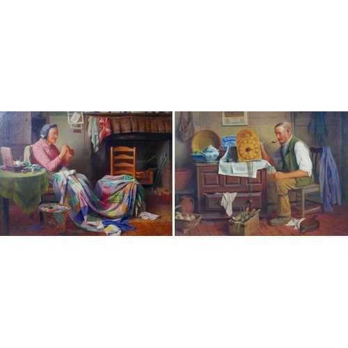109 - Henry Edward Spernon Tozer (British, 1864-1955): a pair of 19th century interior scenes, one depicti... 