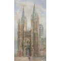 John Skinner Prout (British, 1805-1876): 'Coutances Cathedral, Normandy', signed lower left, waterco... 