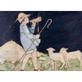Enid Sarto?: (early 20th century): 'Little Boy Blue', depicting a shepherd boy with horn and two she... 