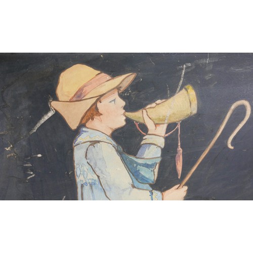 39 - Enid Sarto?: (early 20th century): 'Little Boy Blue', depicting a shepherd boy with horn and two she... 