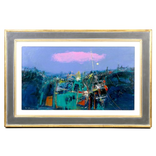 105A - Nael Hanna (Iraqi/Scottish, b. 1959): 'Arbroath Boat Yard', signed lower left, mixed media on board,... 