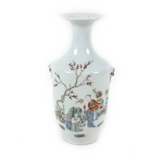 61 - A Chinese Republic porcelain vase, of shouldered baluster form with flared rim and moulded handles, ... 