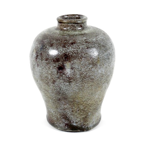 37 - A Chinese porcelain vase, of Meiping form, decorated with a speckled brown and grey glaze, 14 by 17.... 