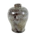 A Chinese porcelain vase, of Meiping form, decorated with a speckled brown and grey glaze, 14 by 17.... 