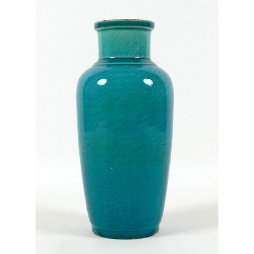 42 - A Chinese pottery vase, 19th century, with allover deep turquoise glaze and delicate crackleure, 9 b... 