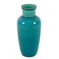 A Chinese pottery vase, 19th century, with allover deep turquoise glaze and delicate crackleure, 9 b... 