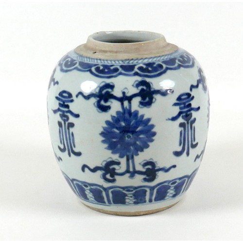 58 - A Chinese porcelain vase, Qing Dynasty, 19th century, the ovoid form painted in Ming style underglaz... 