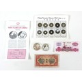 A small group of Chinese coins and banknotes, comprising two silver proof 5 dollar coins, '5000 year... 