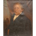 A 19th century half portrait of a gentleman, unsigned, oil on canvas, 70 by 57cm, in gilt compositio... 
