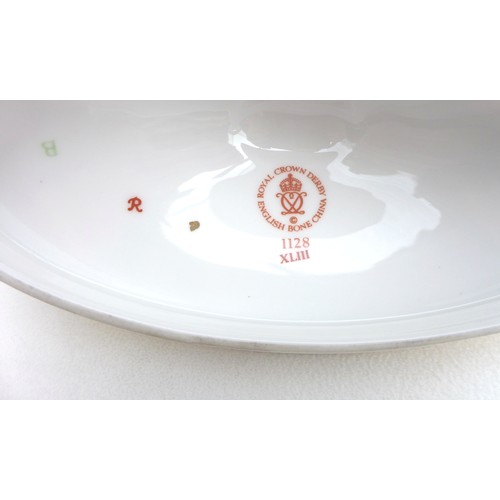 57 - A Royal Crown Derby urn and cover, of boat shape, decorated in the Old Imari palette pattern No. 112... 