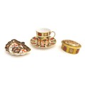 A small group of Royal Crown Derby Imari items, comprising an coffee can and saucer, 1128, 6.8cm hig... 