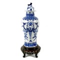 A Chinese porcelain vase, Qing Dynasty, 19th century, of baluster form, the domed cover with animal ... 