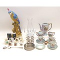 A group ceramics, glass, and silver plated items, including an El Pardo parrot, with naturalisticall... 