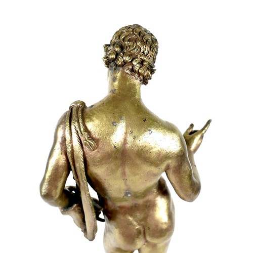 172 - A late 19th century gilt bronze sculpture, after the Antique, modelled as Emperor Hadrian's lover An... 