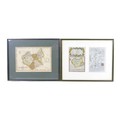 Two 18th century maps, an 18th century engraving, ‘Leicestershire’, framed together with an 18th cen... 