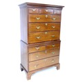 A Chippendale style George II mahogany tall boy, top section has three short over three long drawers... 