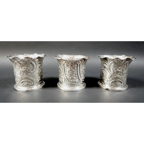 45 - Three Victorian silver vases, comprising a pair, James Dixon & Sons Ltd. Sheffield 1899, and another... 
