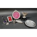A collection of Victorian and later silver, including a a pin dish with heavily rubbed hallmarks, 12... 