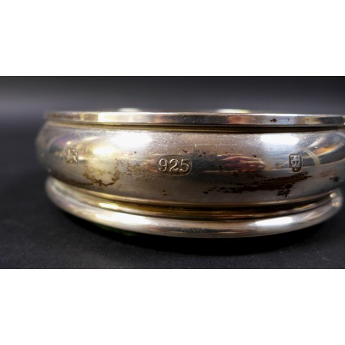 46 - A group of George V and later silver wares, comprising an ERII wine coaster with oak base, 	M C Hers... 