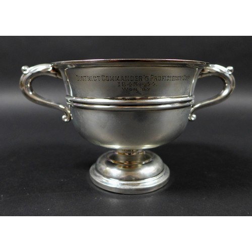 37 - A George VI silver twin handled cup bearing inscription 'District Commander's Proficiency Cup 1943-4... 