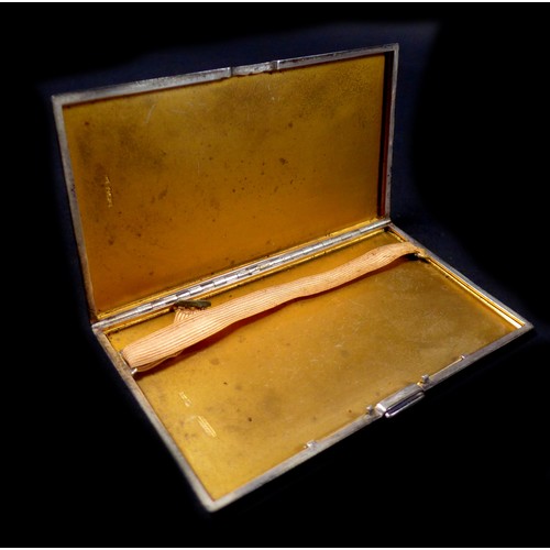 80 - Three George V and later silver cases, comprising two George VI silver cigarette cases, largest Walk... 