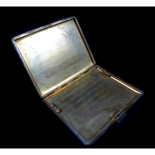 80 - Three George V and later silver cases, comprising two George VI silver cigarette cases, largest Walk... 