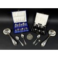 A collection of Victorian and later silver, including a pair of Victorian sauce ladles, both engrave... 