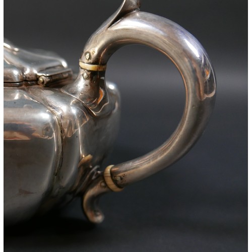 112 - A Regency silver teapot, of lobed form with flower head finial, ivory insulators, 12cm high, 17.7toz... 